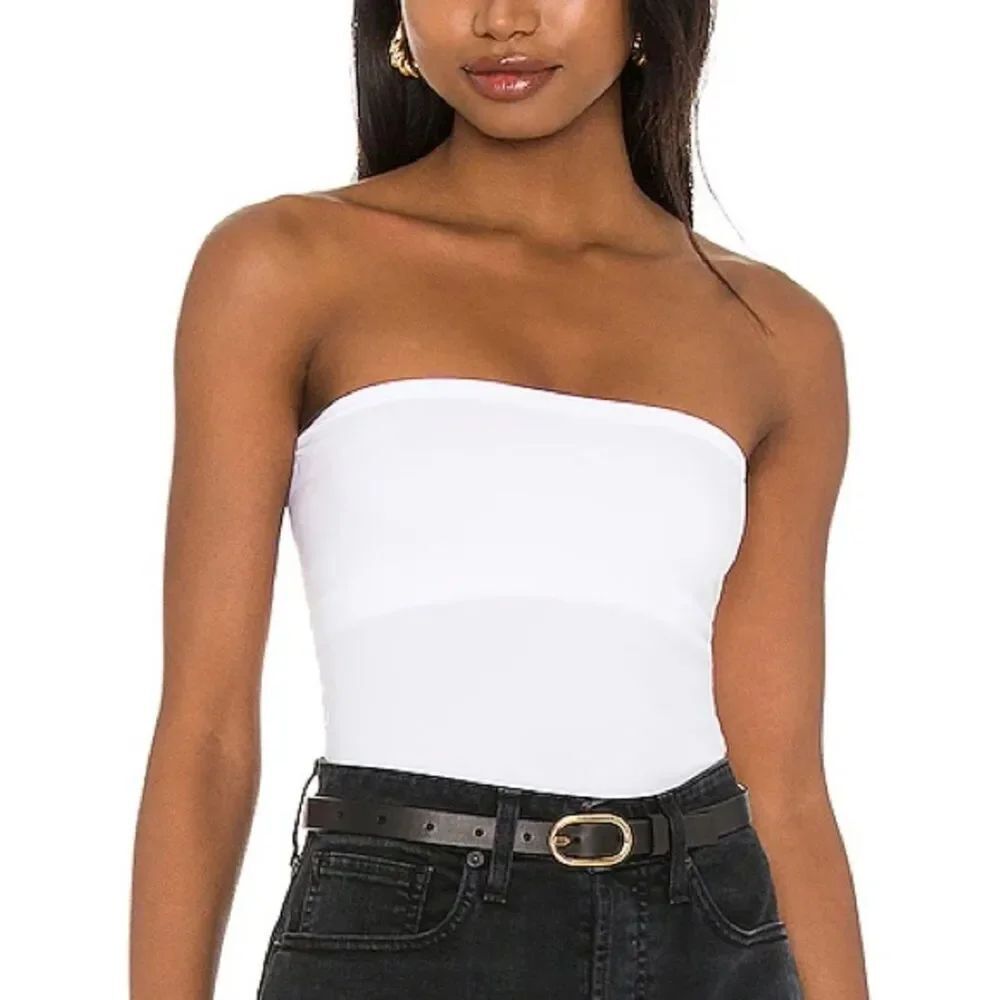 Free People x Intimately Off-White Carrie Strapless Tube Top w/Shelf Bra (XS/S)